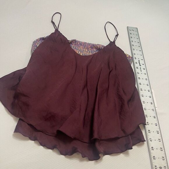 NWT Intimately Free People Dark Purple Sequin Combo Tank Top Size Large New - Picture 5 of 7